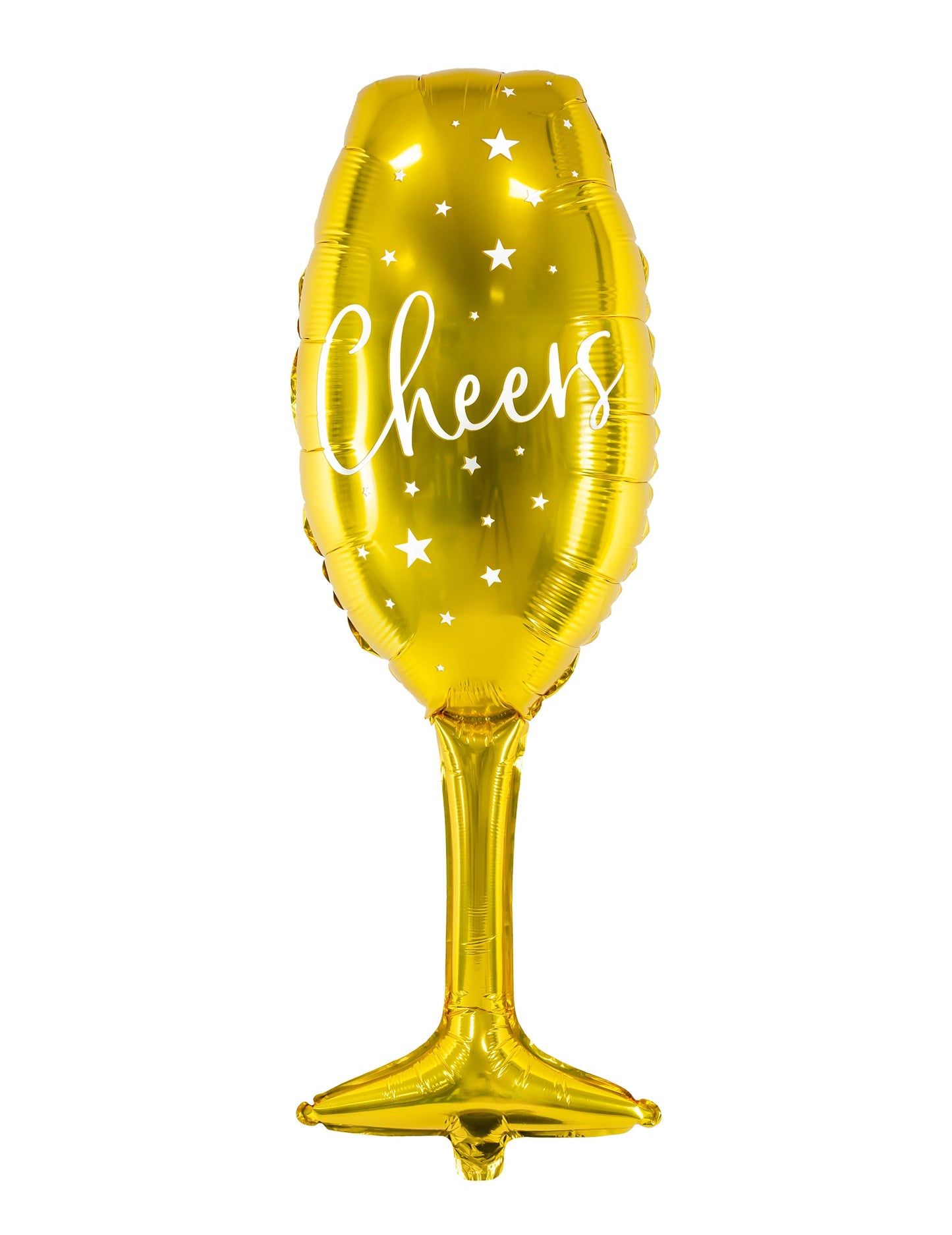Ballon aluminium flûte cheers pour fête doré avec motifs étoiles