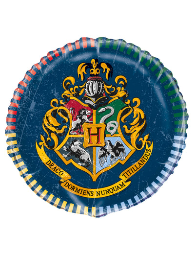 Ballon aluminium Harry Potter pour anniversaire bleu avec blason de Poudlard