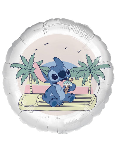 Balon od aluminija Ice cream Stitch bijela s tropskim uzorkom i sladoledom