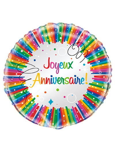 Ballon aluminium Joyeux Anniversaire multicolore gonflable