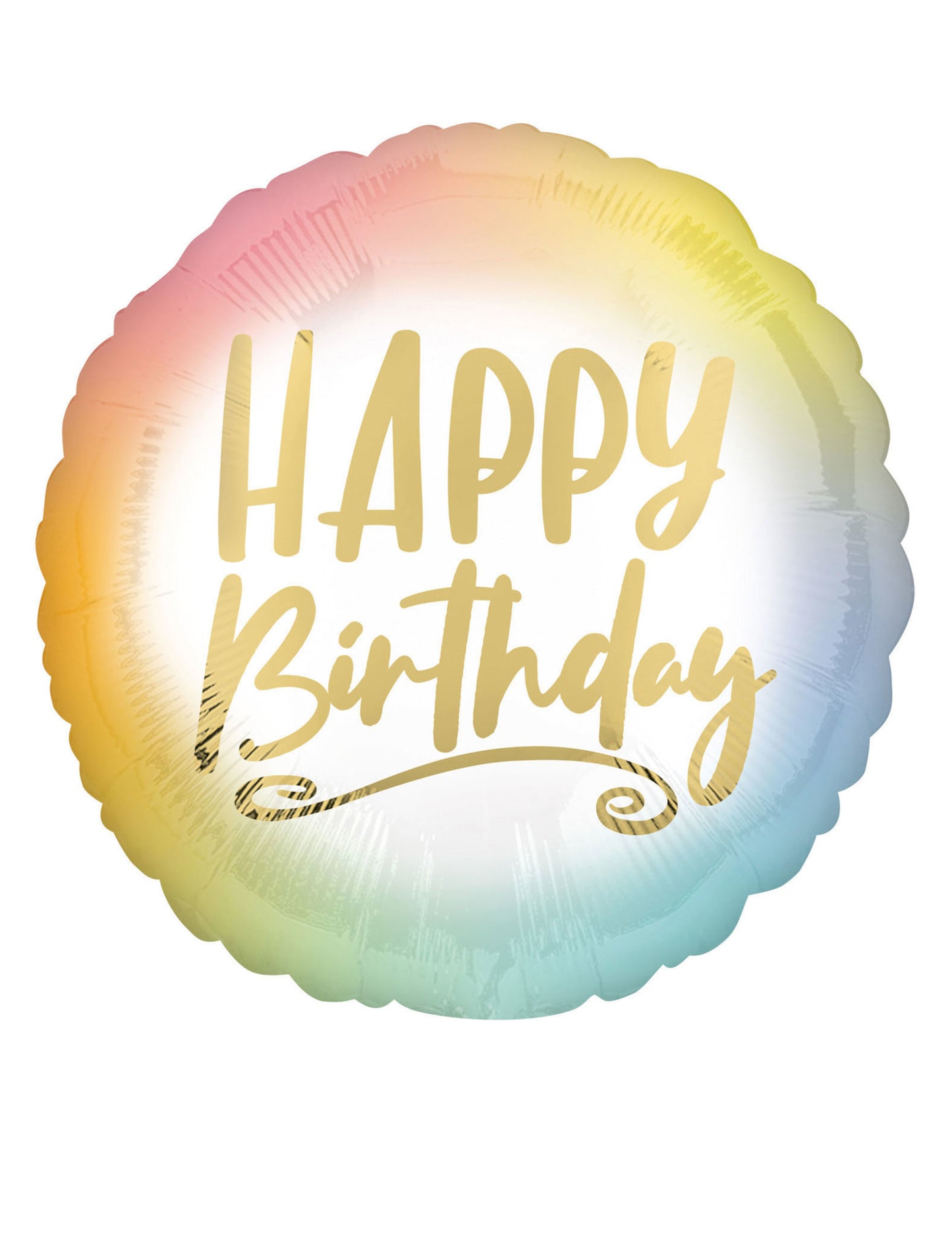 Ballon aluminium joyeux anniversaire pastel et or 43 cm air hélium