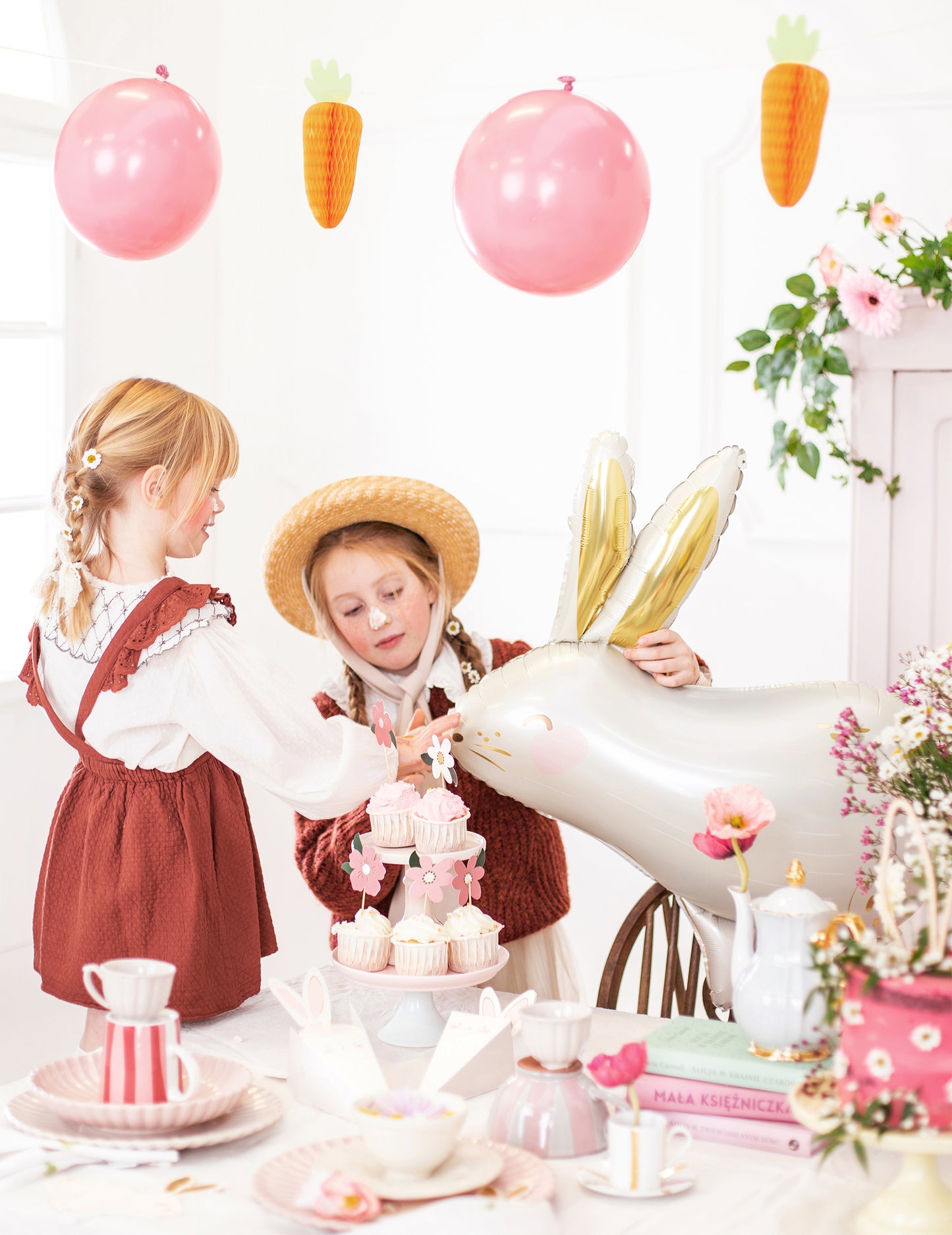 Aluminijski balon bijeli i zlatni zec 70 x 72 cm 