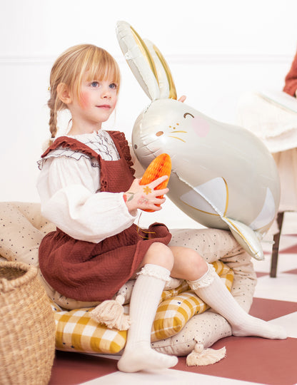 Aluminijski balon bijeli i zlatni zec 70 x 72 cm 