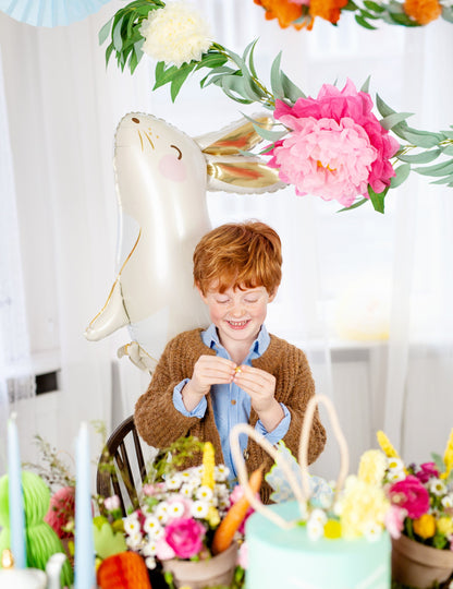 Aluminijski balon bijeli i zlatni zec 70 x 72 cm 