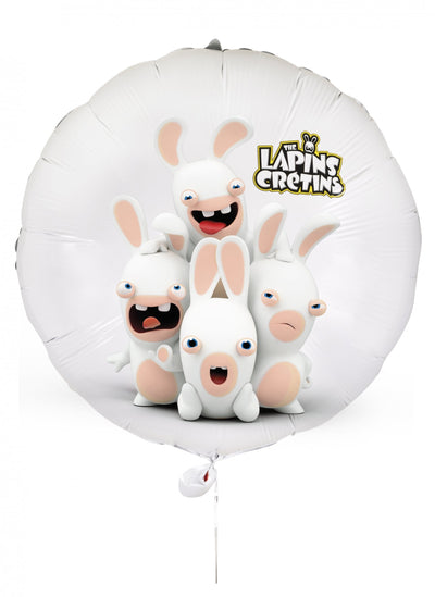 Ballon aluminium Lapins Crétins blanc avec personnages