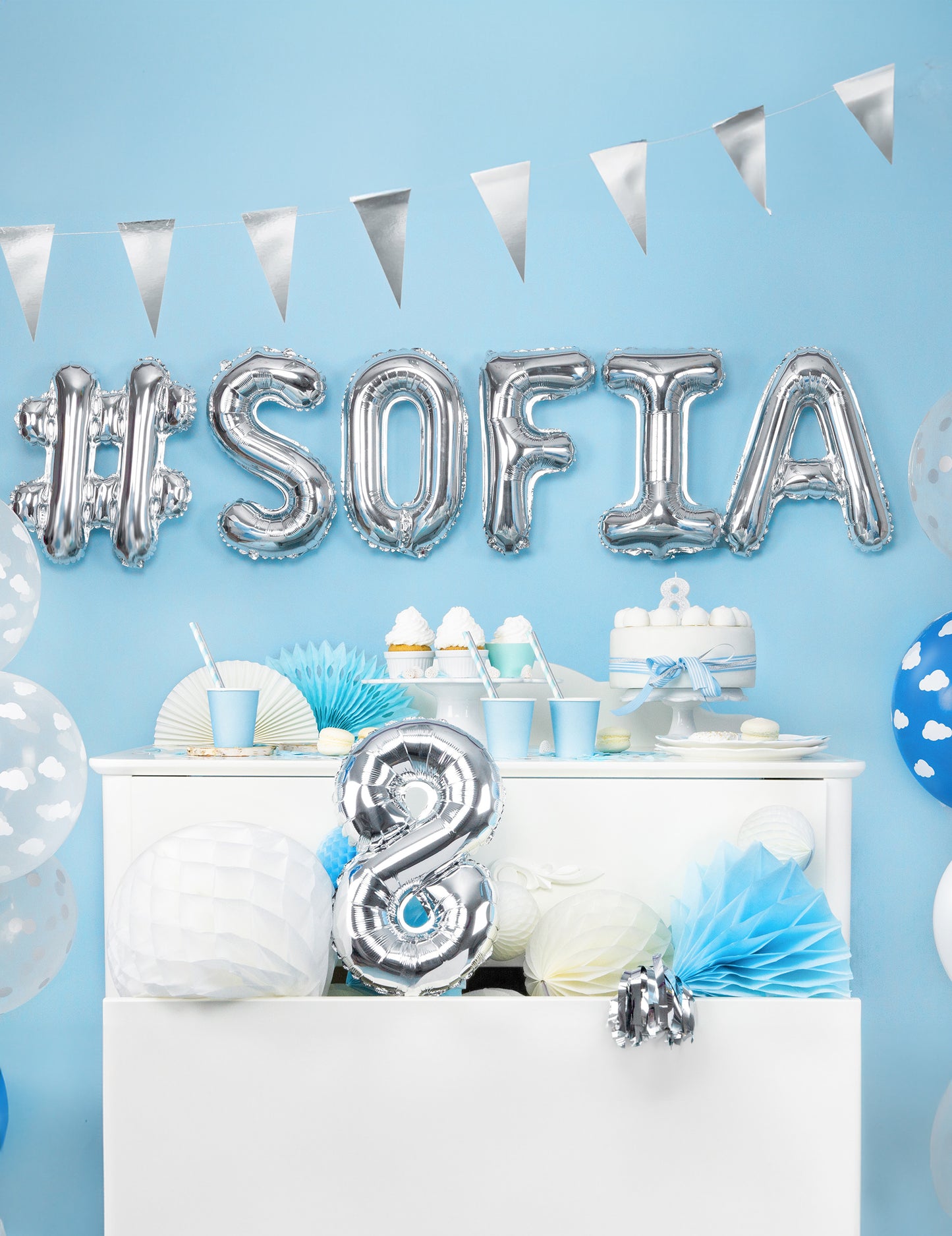 Aluminijska aluminijska kugla 32 cm srebrno pismo