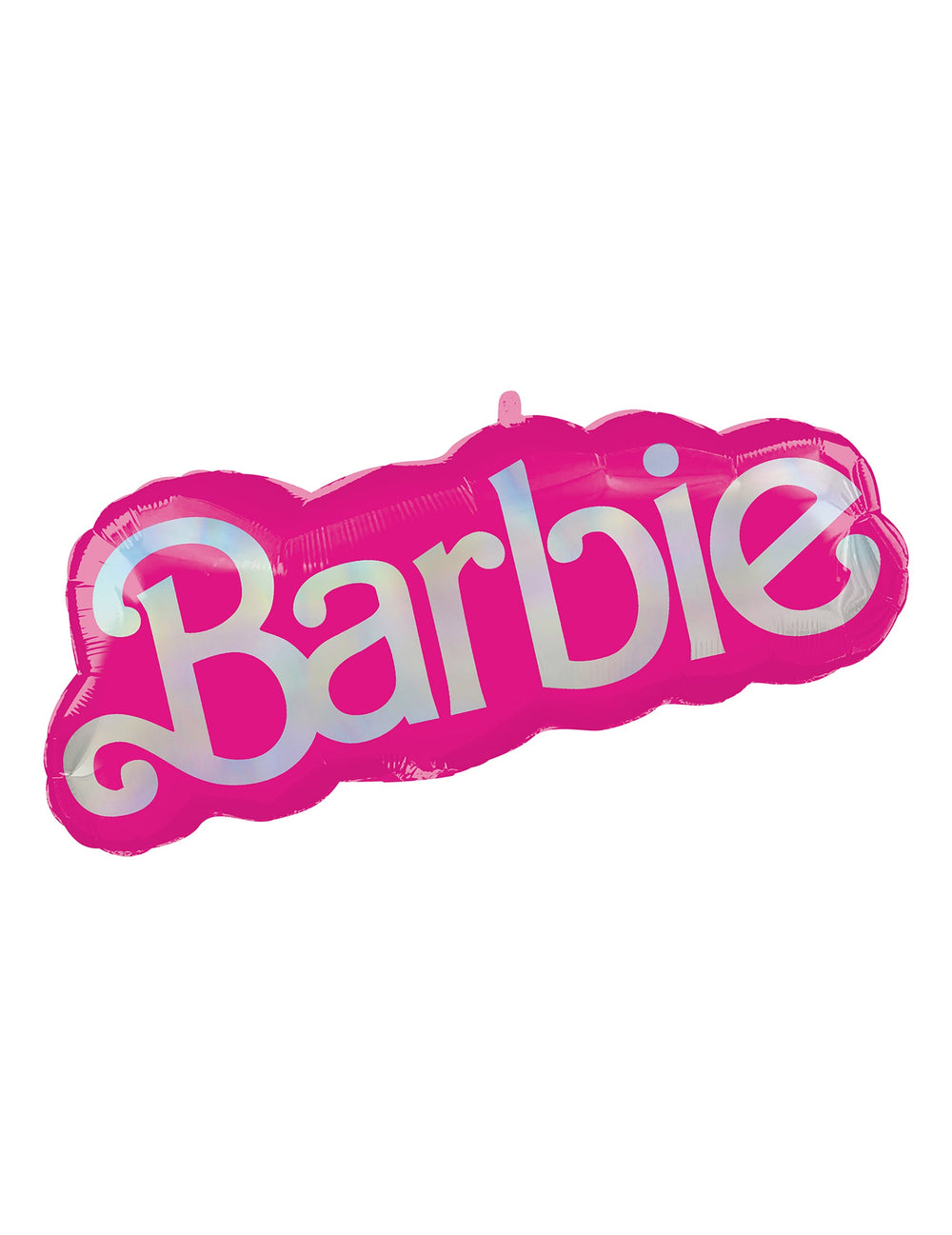 Ballon aluminium logo Barbie pour enfant rose et argent holographique