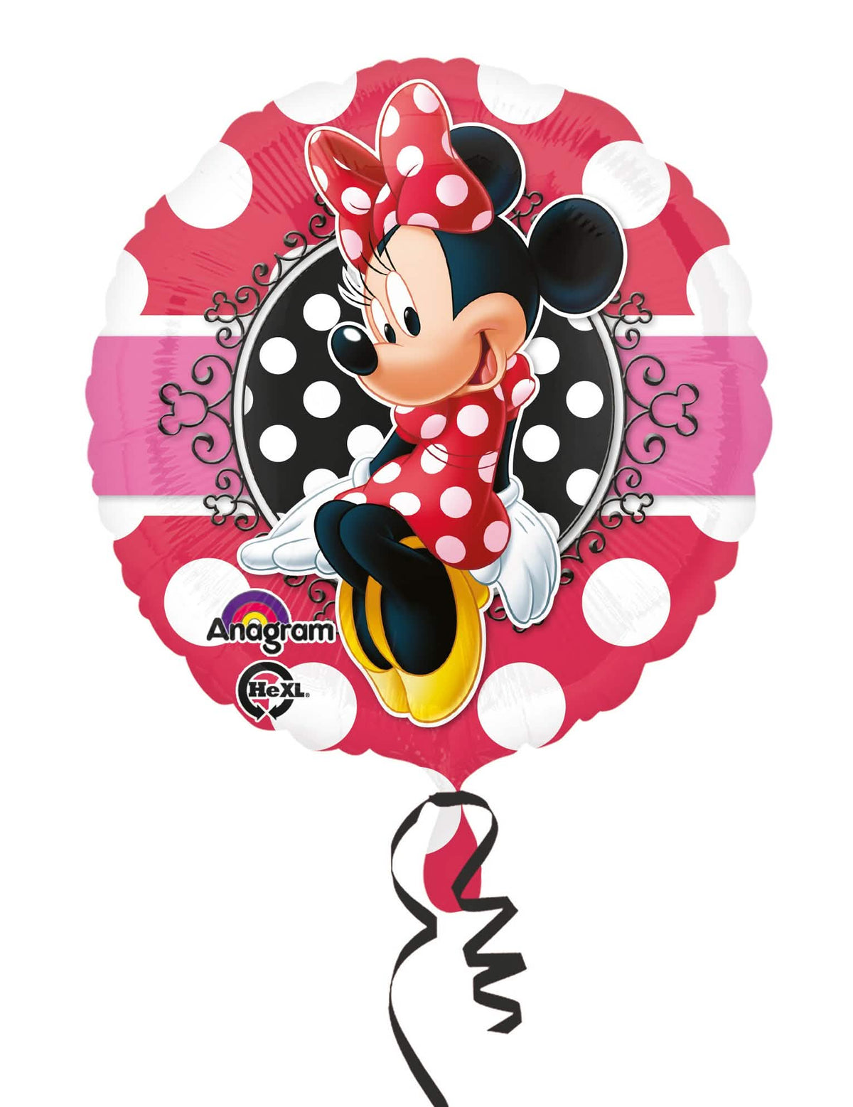 Aluminium balon Minnie za dijete roza s bijelim točkicama