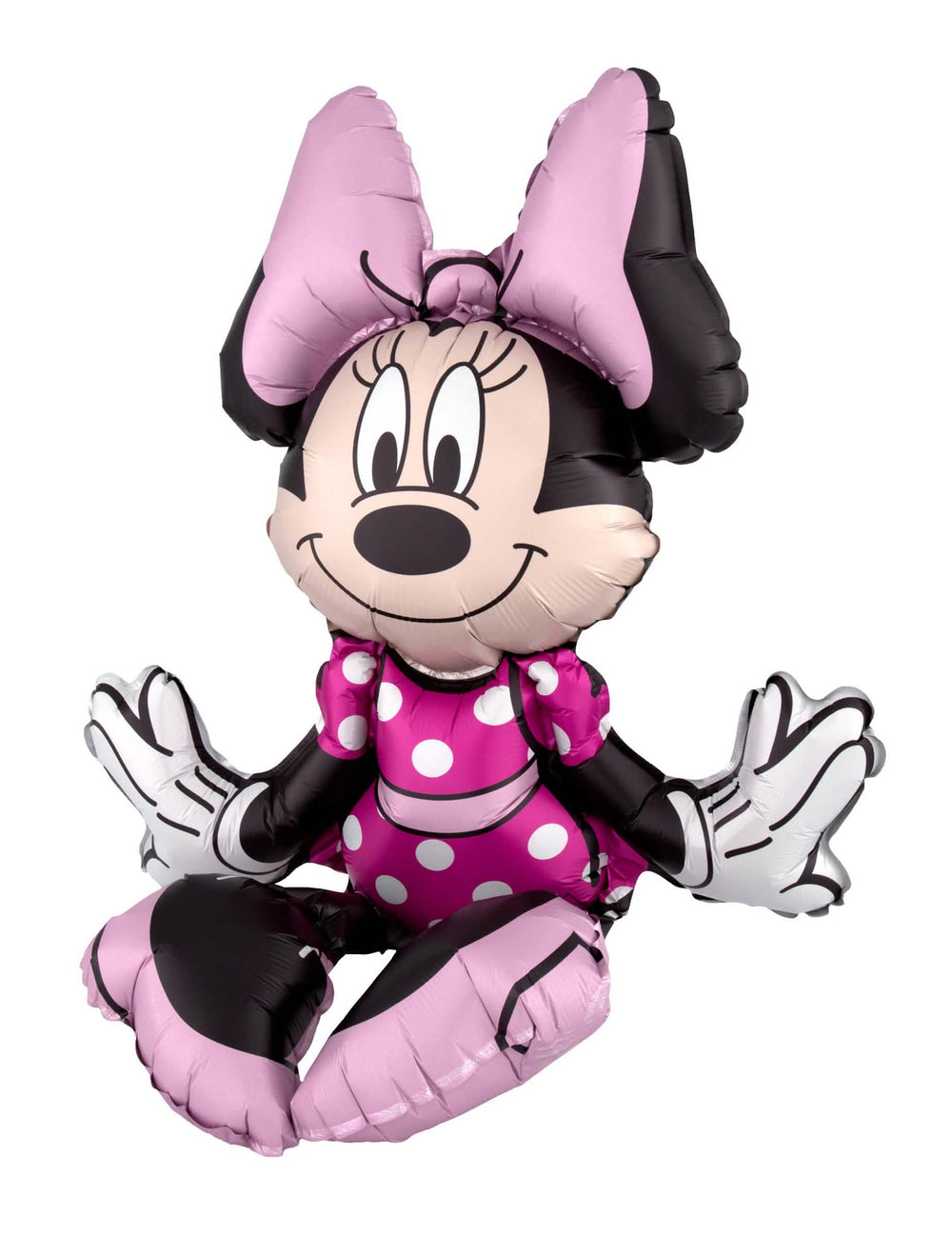Balon od aluminija Minnie Mouse sjedeća za dijete roza s bijelim točkicama