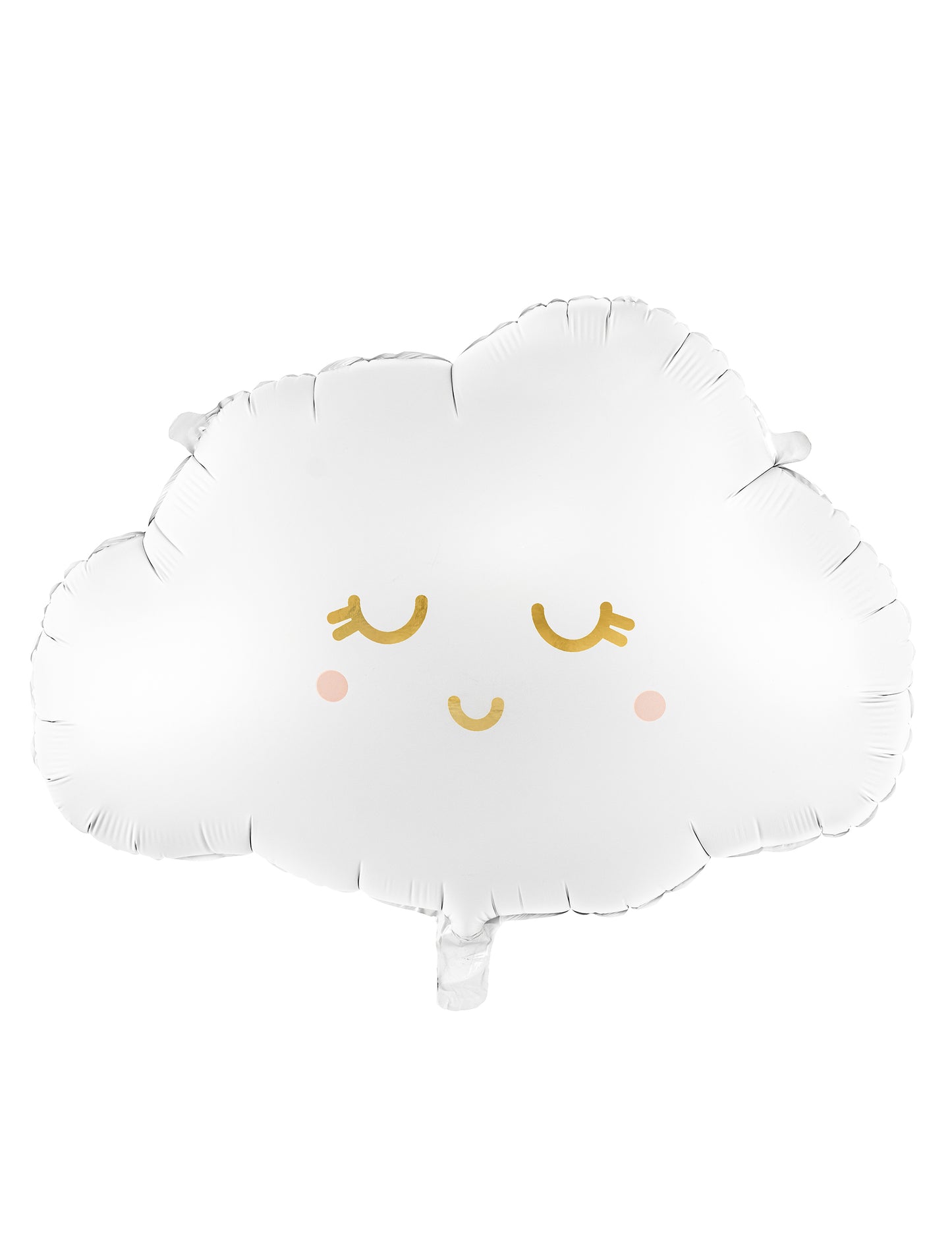 Ballon aluminium nuage souriant blanc et doré aux joues roses