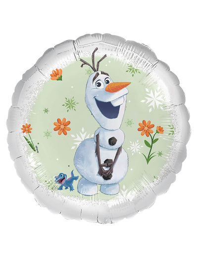 Balon od aluminija Olaf Zaleđeno Kraljevstvo za dijete bijela i zelena s motivima cvijeća