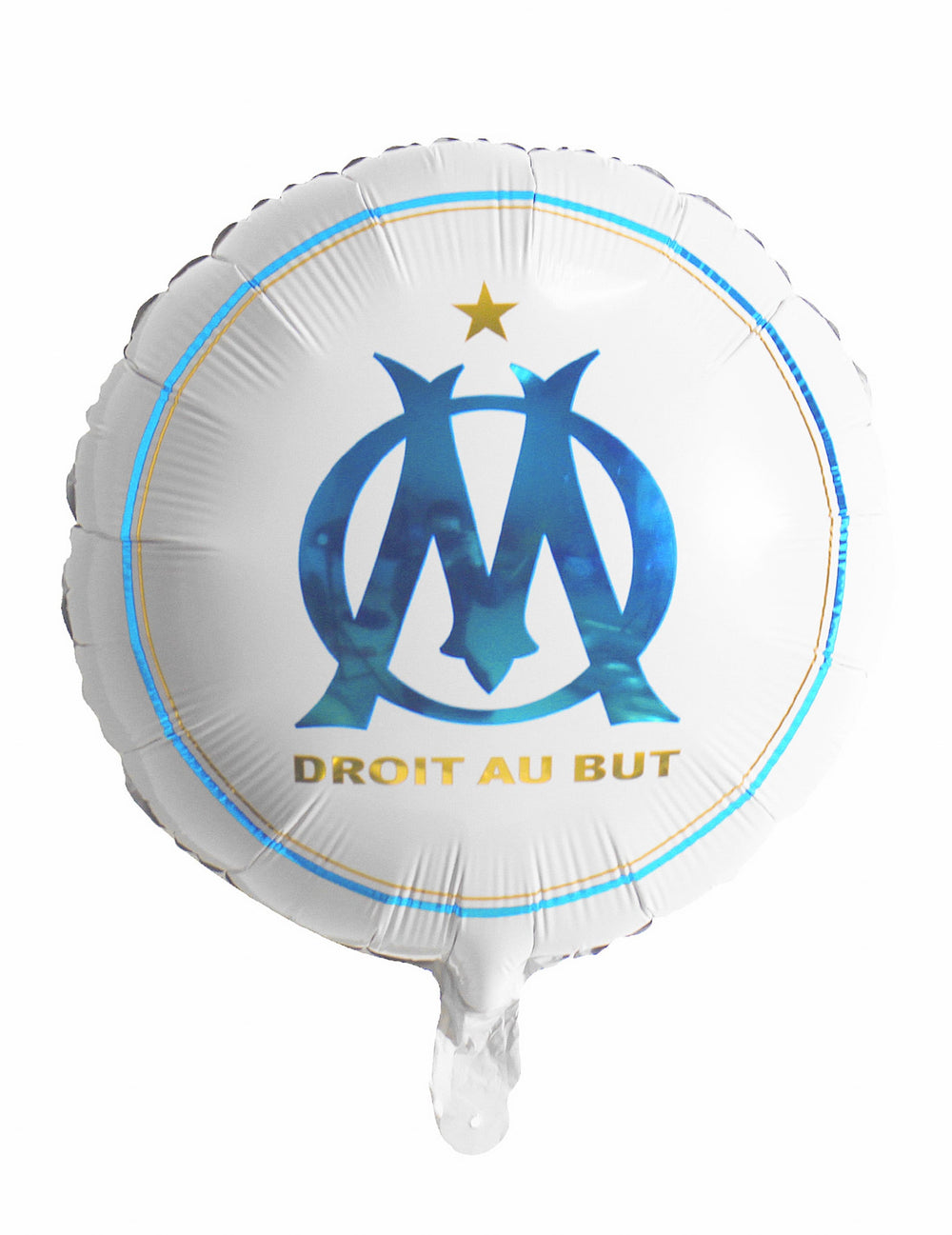 Ballon aluminium OM pour supporter blanc et bleu
