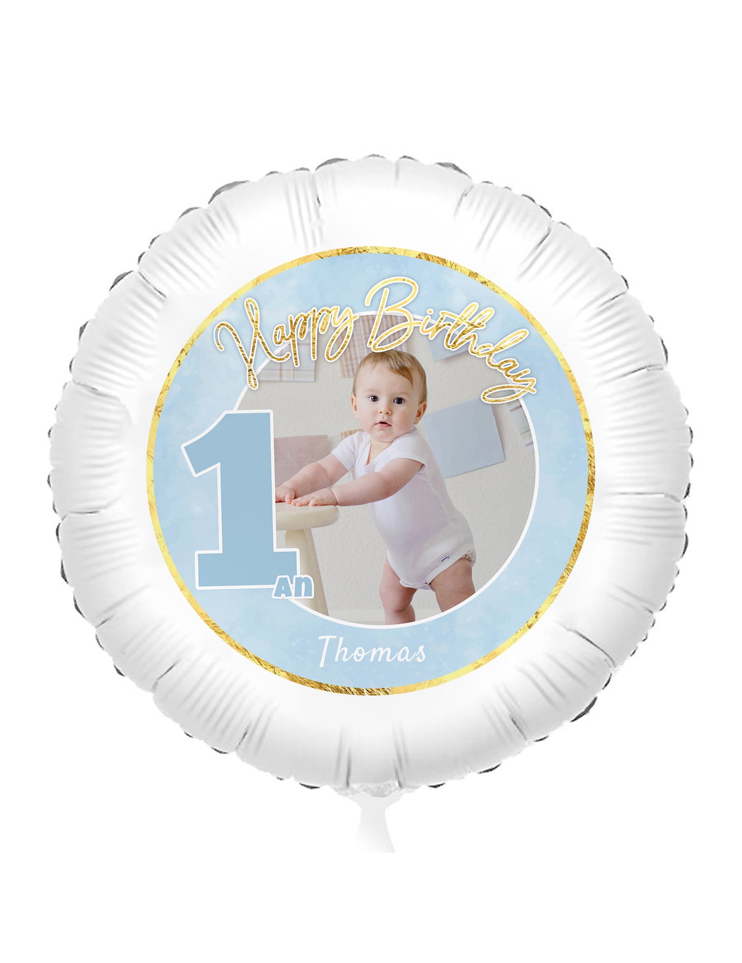 Prilagodljivi aluminijski balon 1. rođendan plavi i zlatni 50 cm