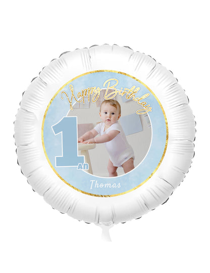 Prilagodljivi aluminijski balon 1. rođendan plavi i zlatni 50 cm