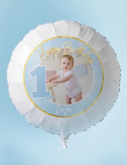 Prilagodljivi aluminijski balon 1. rođendan plavi i zlatni 50 cm
