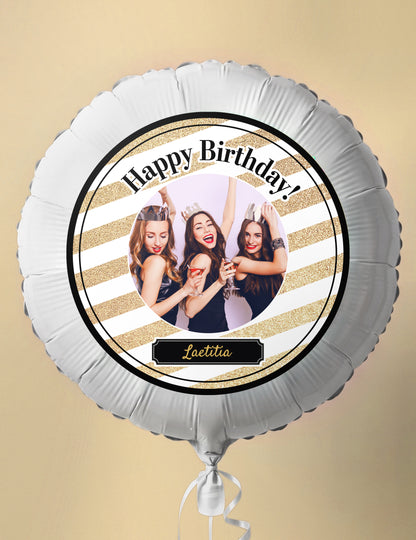 Personalizabilni aluminijski balon crno-zlatni 50 cm