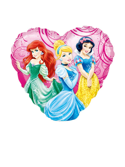 Ballon aluminium princesses Disney pour enfant rose en forme de coeur