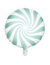 Ballon aluminium sucette pour fête menthe et blanc à spirales