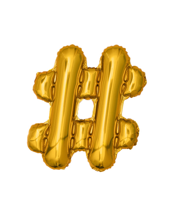 Ballon aluminium symbole hashtag doré