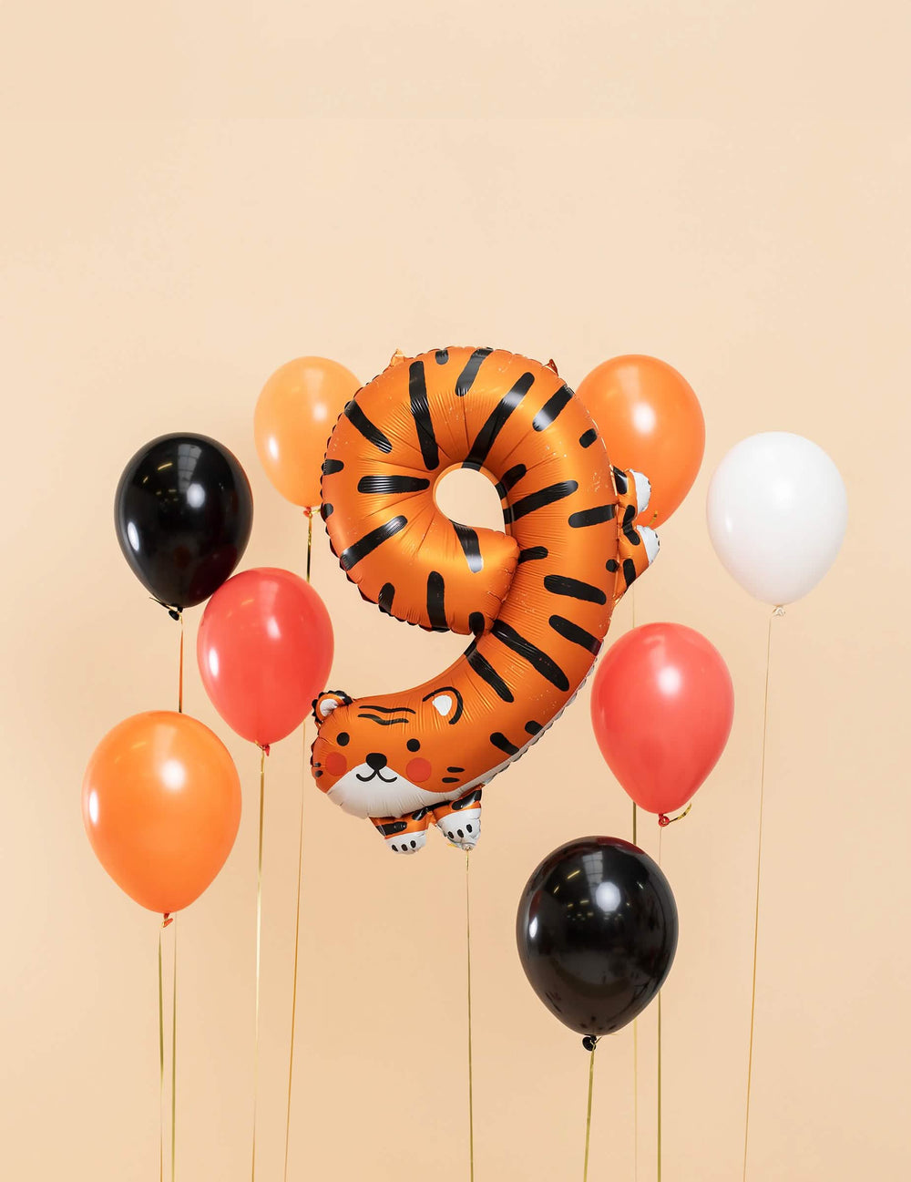Bouquet de ballons colorés du ballon aluminium tigre chiffre 9