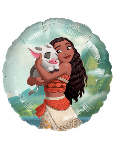 Balon od aluminija Vaiana i Pua plava i zelena s ilustracijom