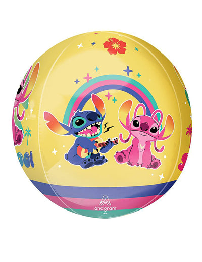 Ballon bulle transparent Angel de Lilo & Stitch jaune avec Stitch et Angel