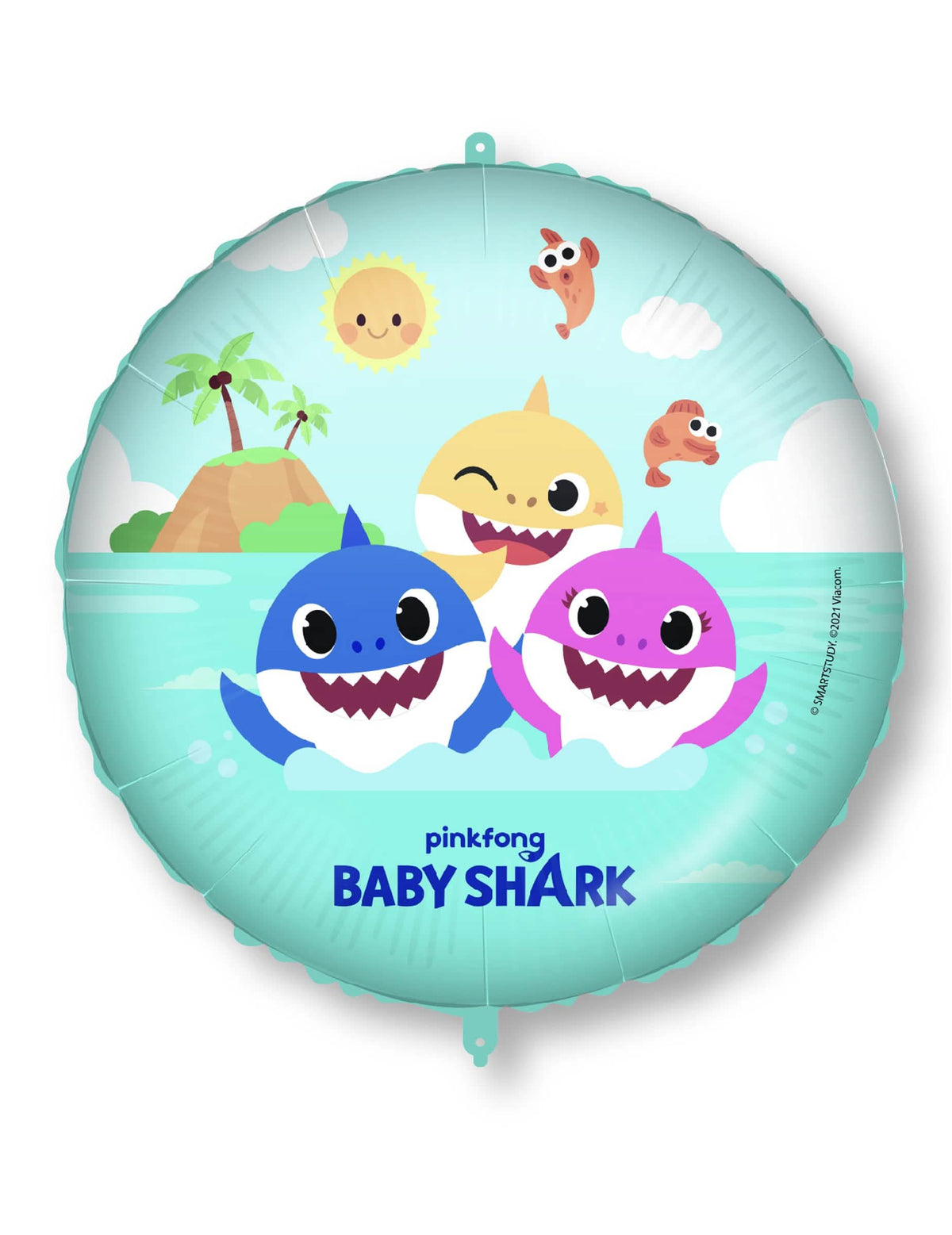 Aluminijski balon Baby Shark za dijete tirkizno plava s likovima morskih pasa