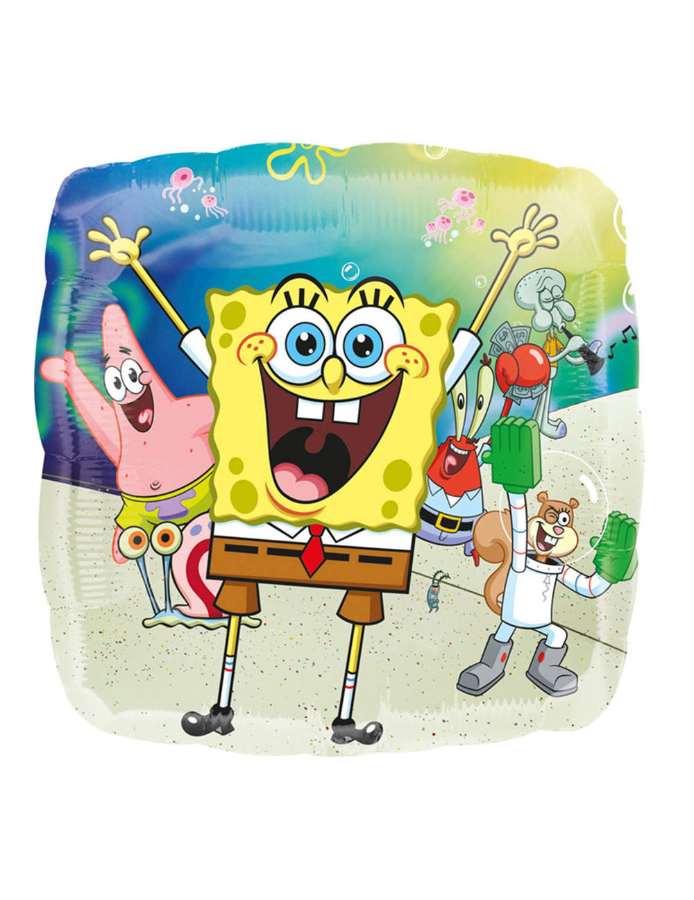 Ballon en aluminium Bob l'Eponge pour enfant multicolore carré