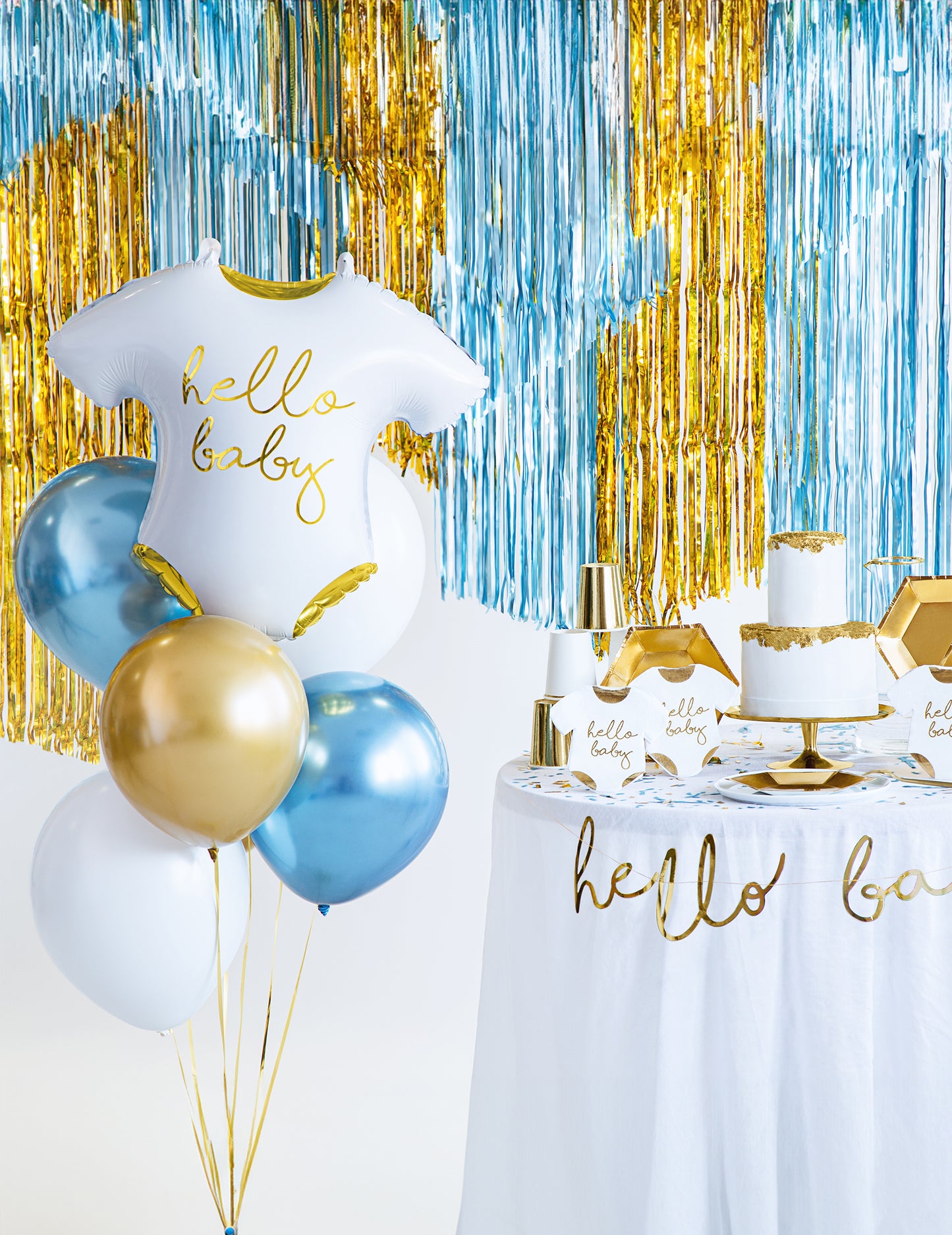 Balon s motivom Hello Baby aluminija 51 x 45 cm bijela i zlatna