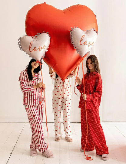 Bež čipkasti folijski balon u obliku srca s dizajnom "Ljubav", 50 x 47 cm