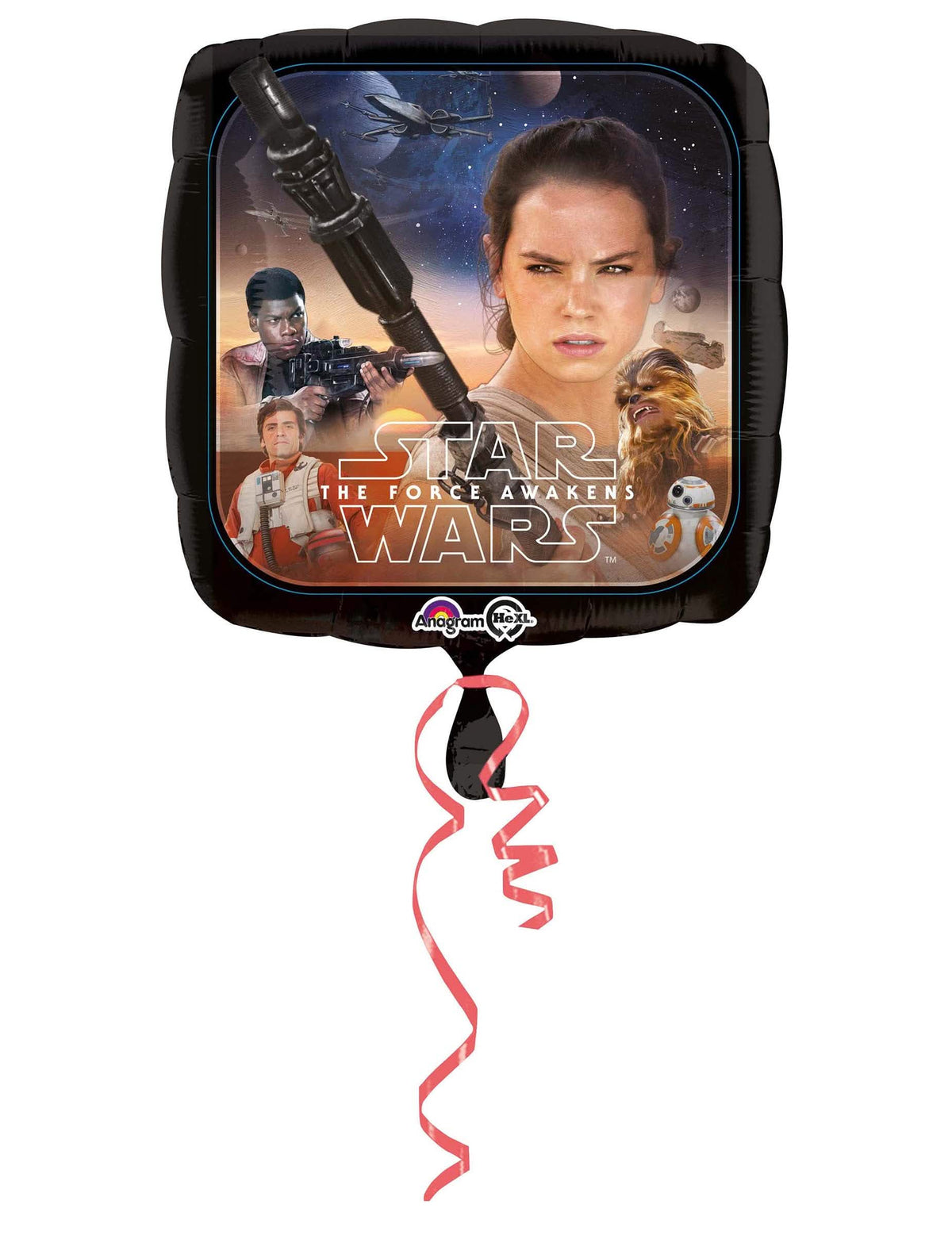 Kvadratni aluminijski balon Star Wars VII za rođendan crna s Rey i Finn