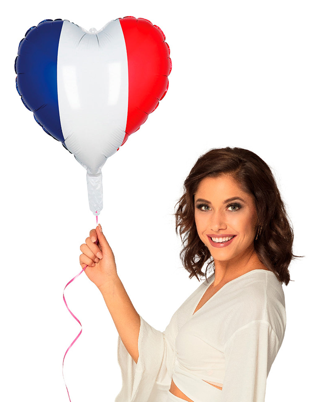 Ballon en aluminium Coeur France pour supporter bleu blanc rouge
