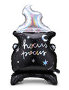Ballon en aluminium géant chaudron hocus pocus pour décoration d'Halloween noir et iridescent