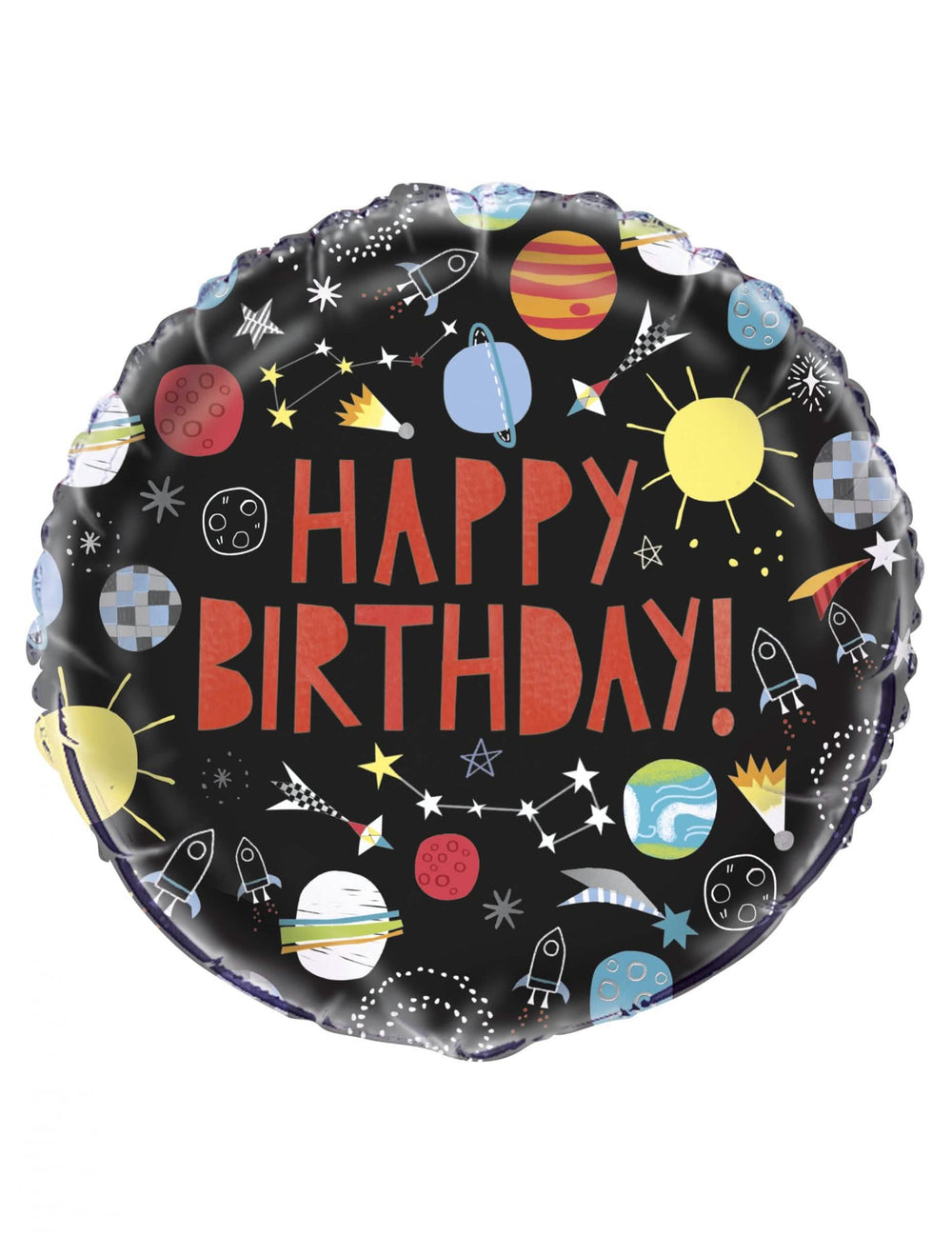 Balon od aluminija happy birthday svemir za rođendan crna s planetama i raketama