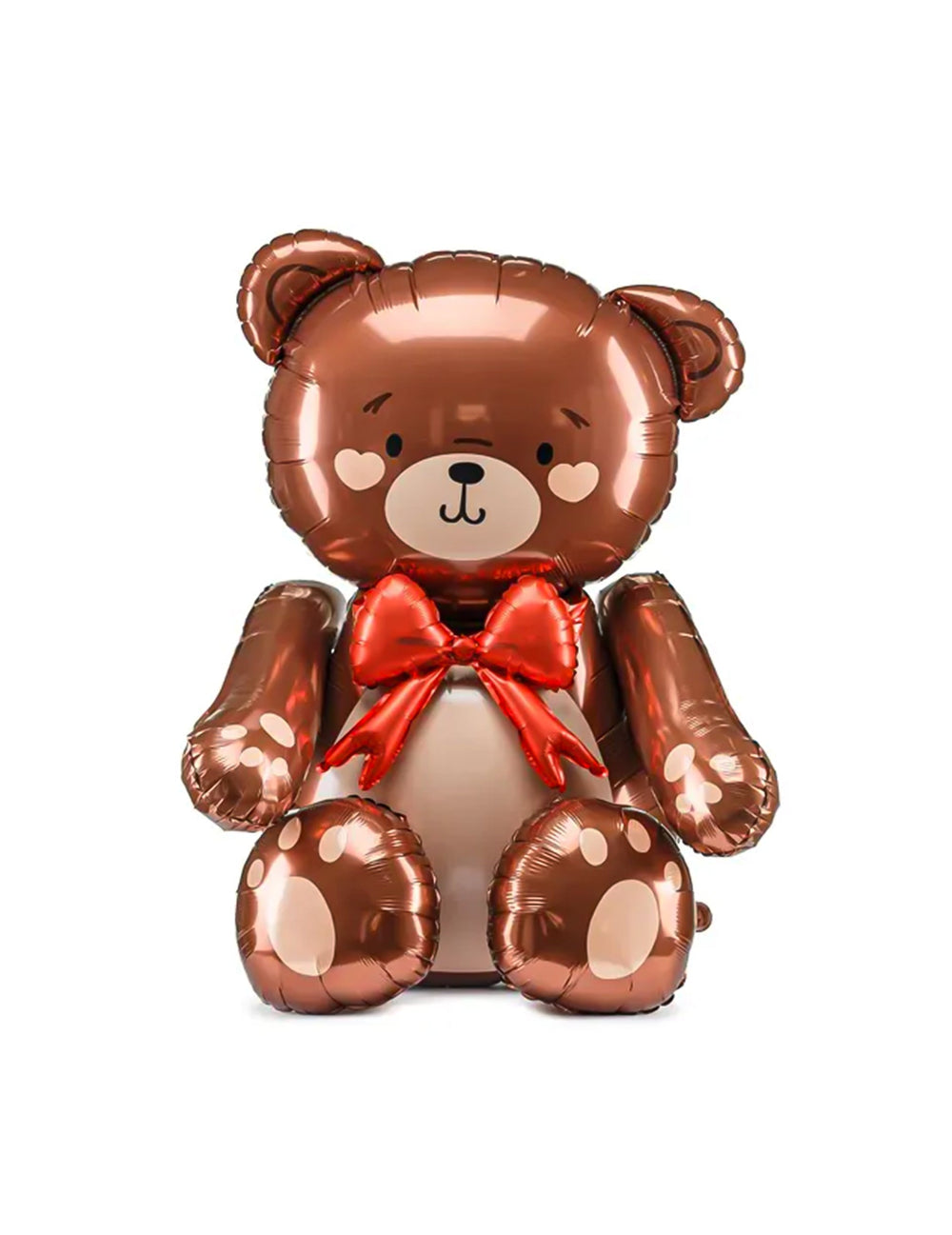 Ballon géant en aluminium Ourson pour fête marron avec nœud papillon rouge