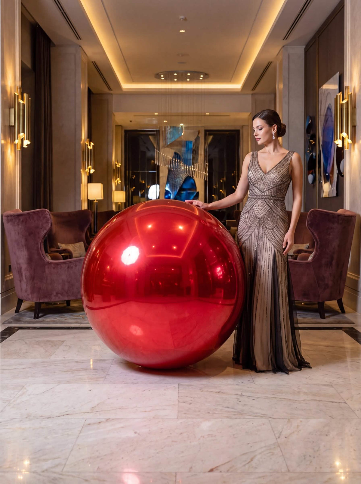 Gigantski balon crvena ogledalo kugla 100 cm