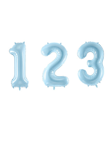 Ballon géant chiffre bleu pastel 86 cm en aluminium