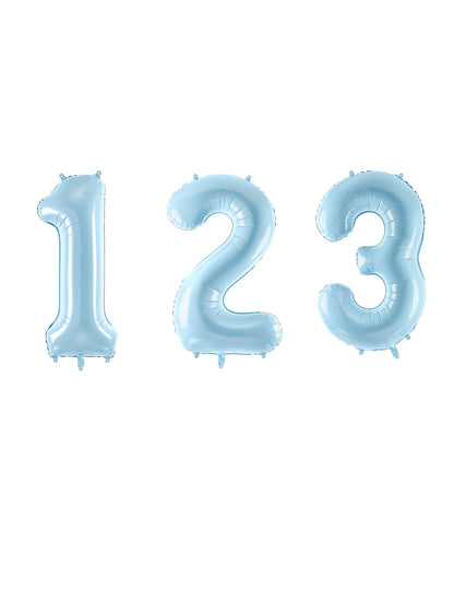 Ballon géant chiffre bleu pastel 86 cm en aluminium