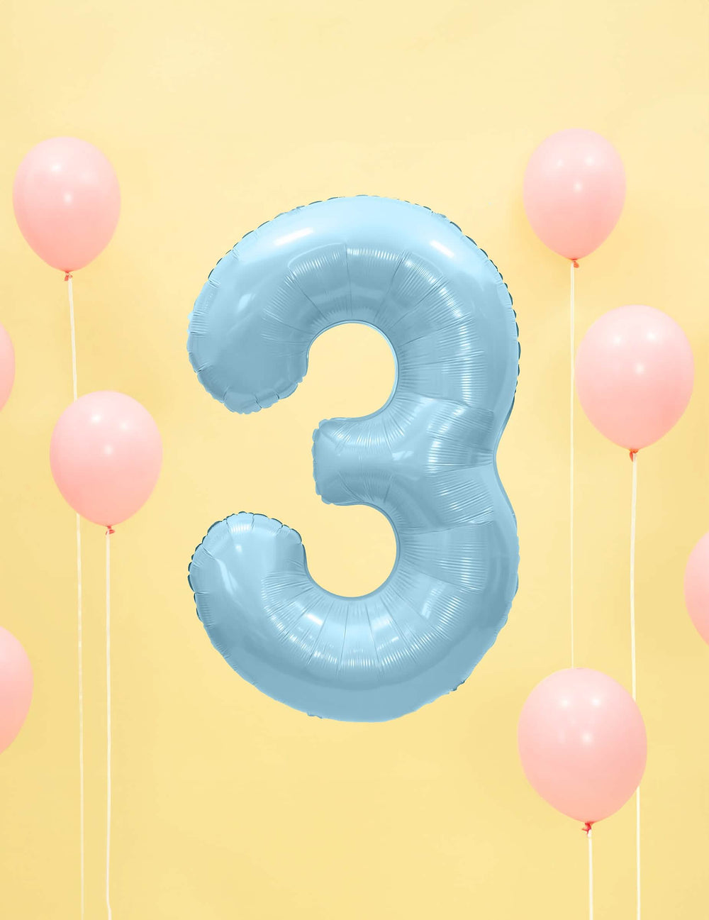 Broj 3 za golemi balon broj za zabavu pastelno plava