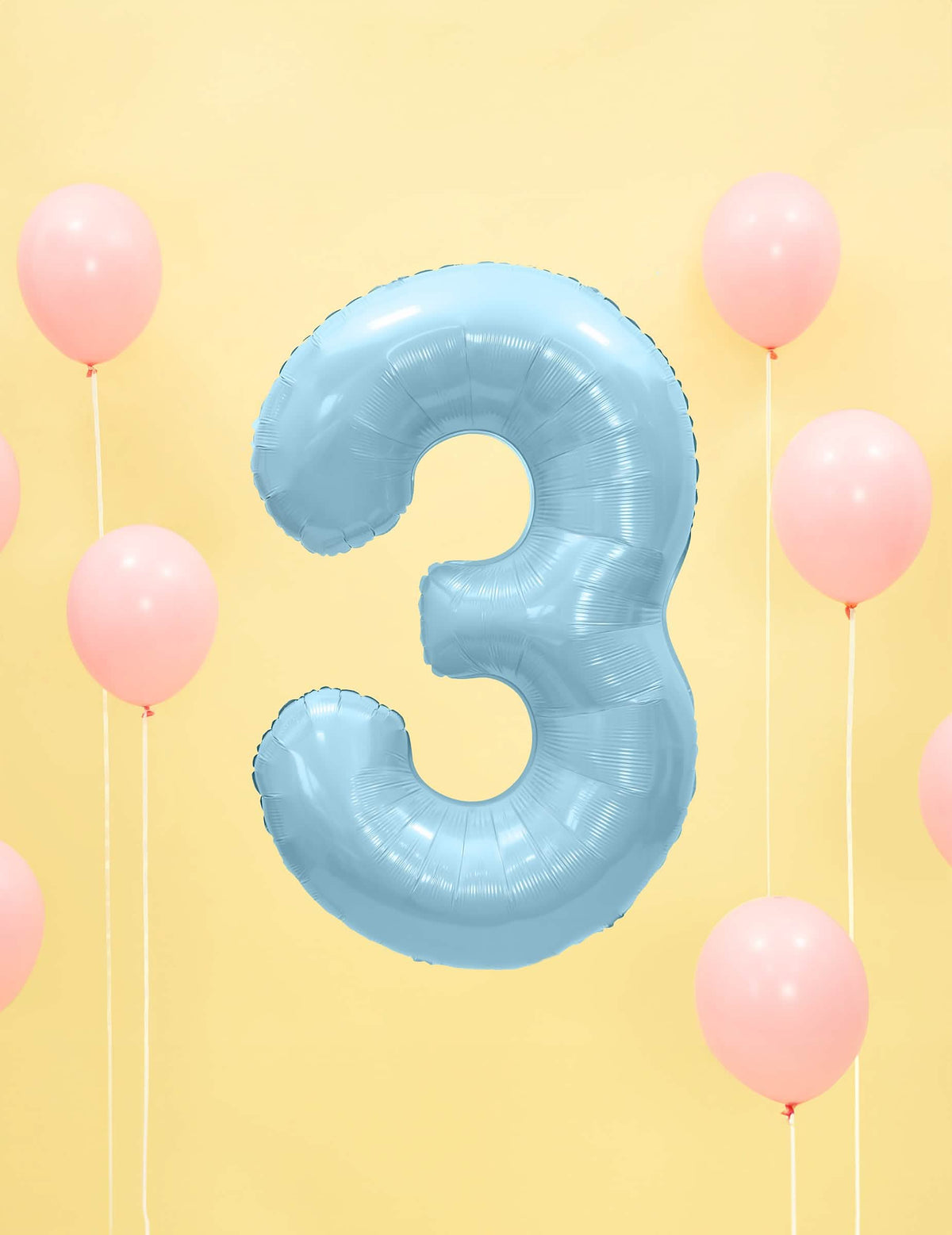 Broj 3 za golemi balon broj za zabavu pastelno plava