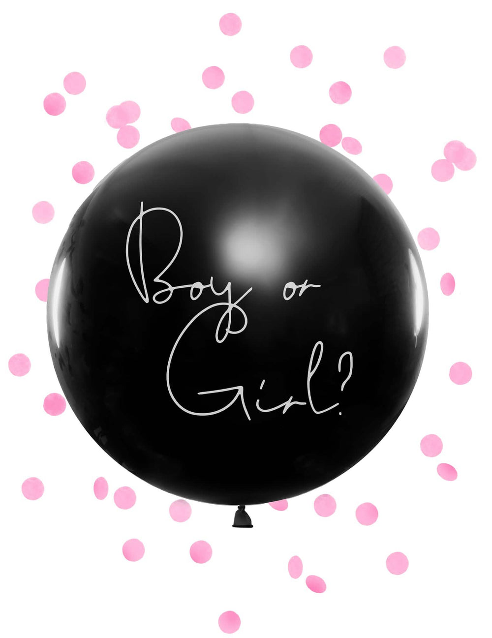 Divovski lateks balon boy or girl za baby shower crna s ružičastim konfeti