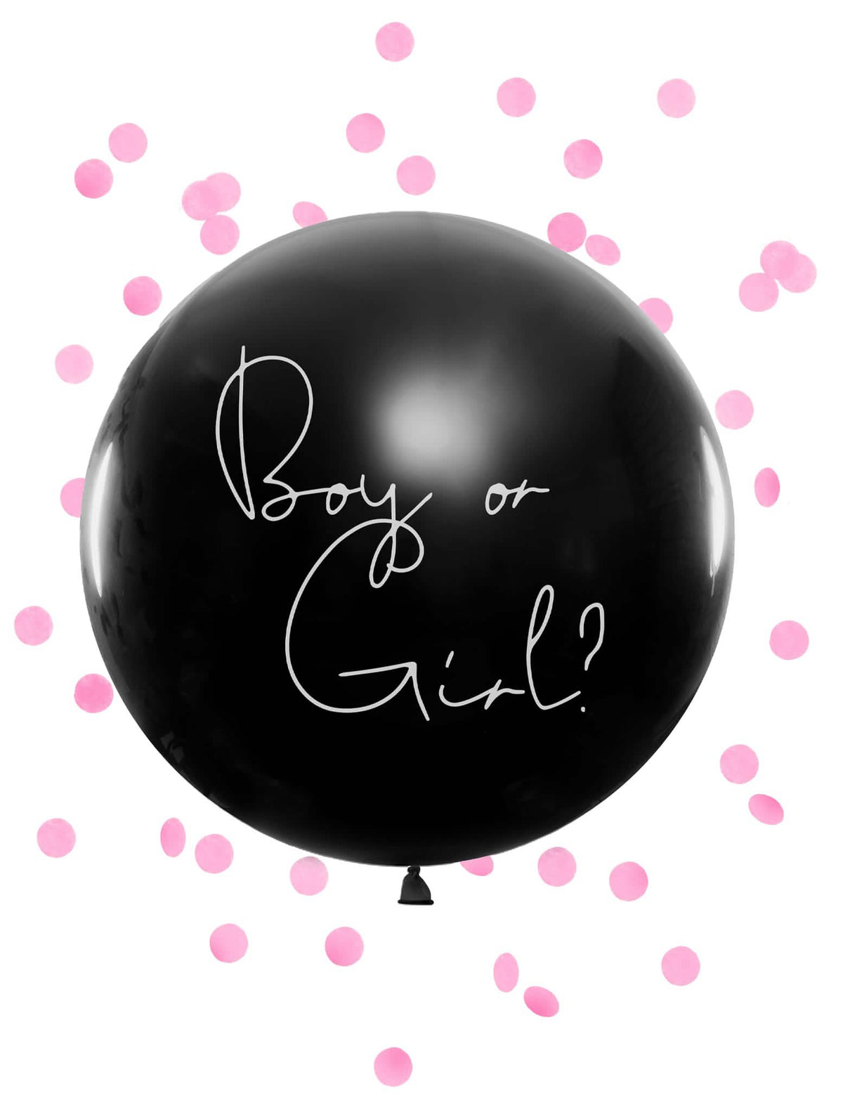 Divovski lateks balon boy or girl za baby shower crna s ružičastim konfeti