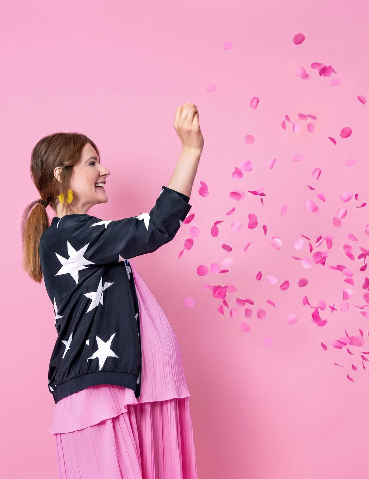 Veliki lateks balon za dječaka ili djevojčicu s ružičastim konfetima, visok 1 m, za baby shower