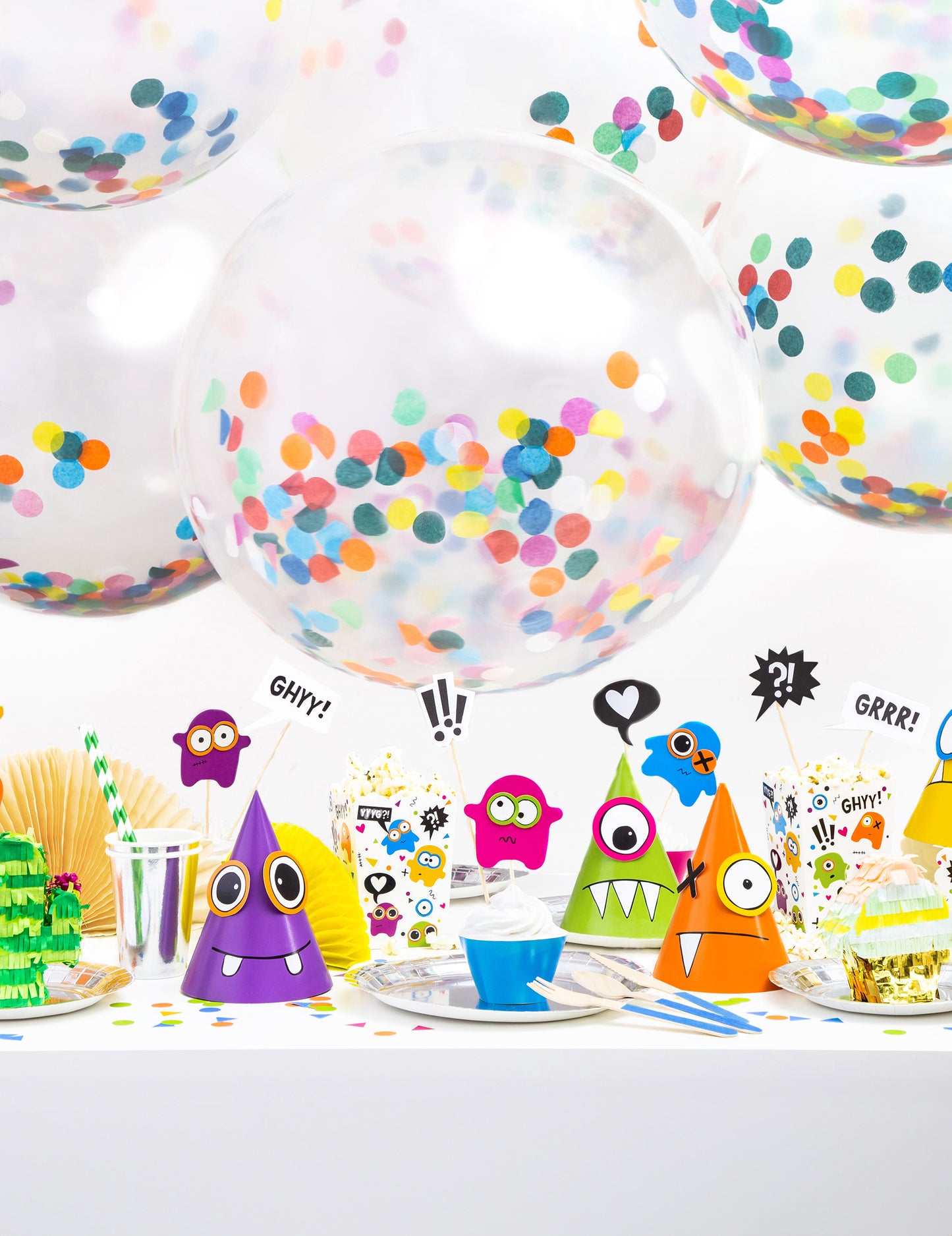 Prozirni divovski balon višebojni konfeti 1m