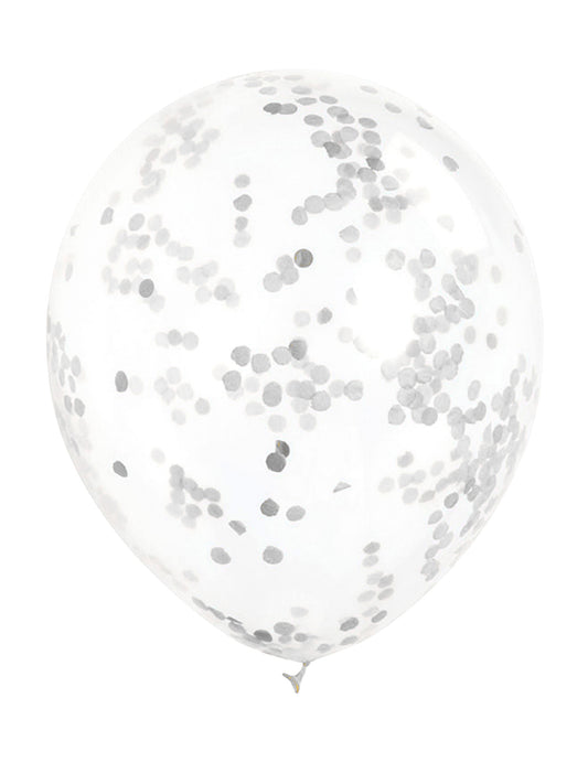 Ballons en latex à confettis transparents et argentés