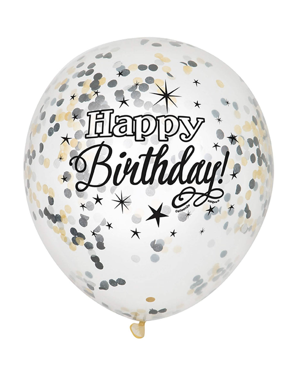 Balon od lateksa Happy Birthday srebrna i zlatna s konfeti