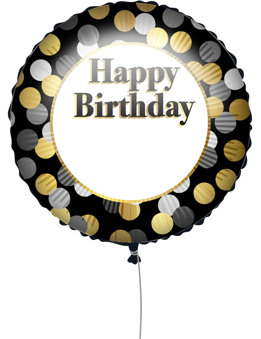 Vue de face du ballon personnalisable Happy Birthday