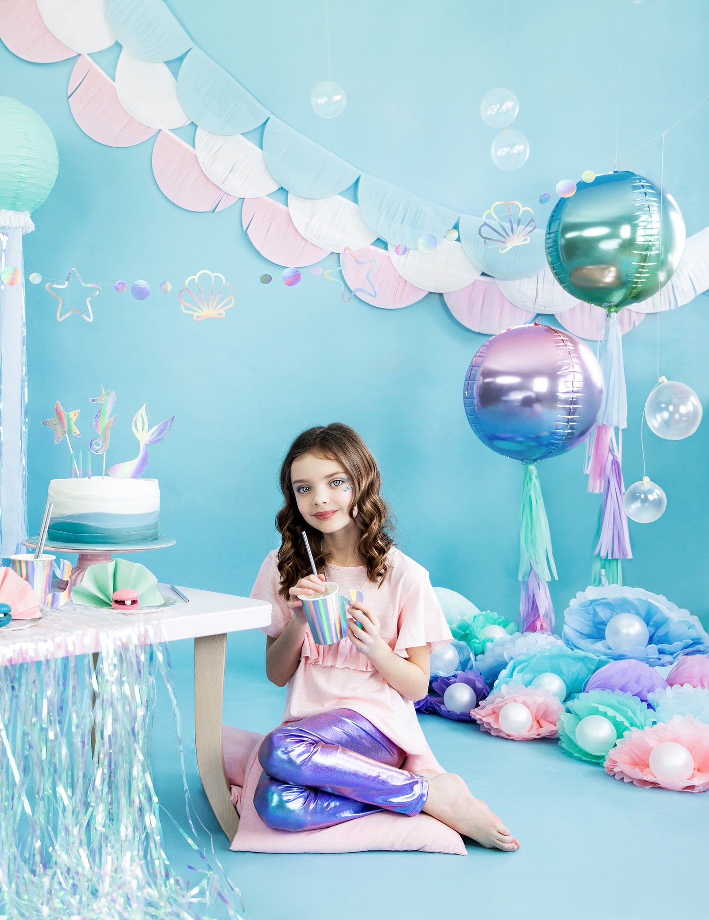 Ballon sphère en aluminium dégradé rose et bleu 35 cm gonflable hélium