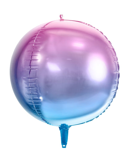 Gradijentni ružičasto-plavi aluminijski kuglasti balon broj 35 cm napuhani helij