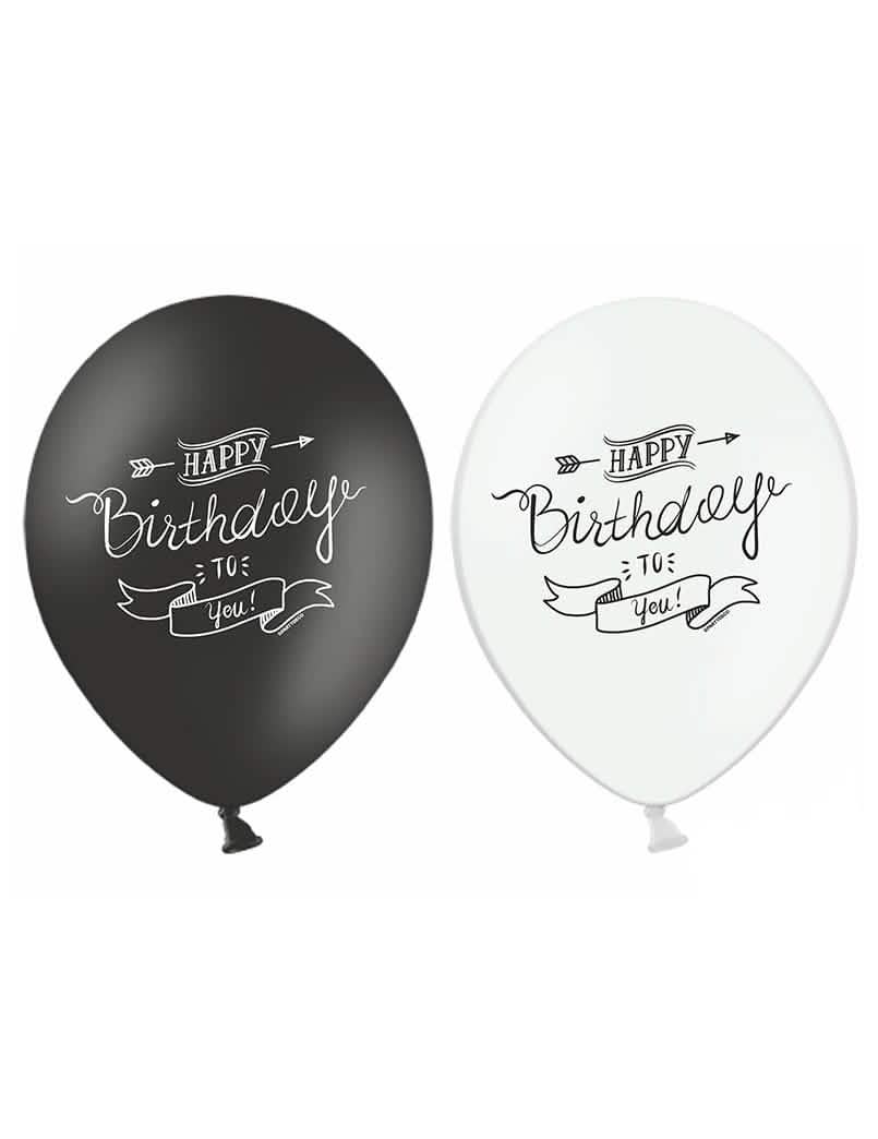 baloni Happy Birthday za rođendan crno i bijelo